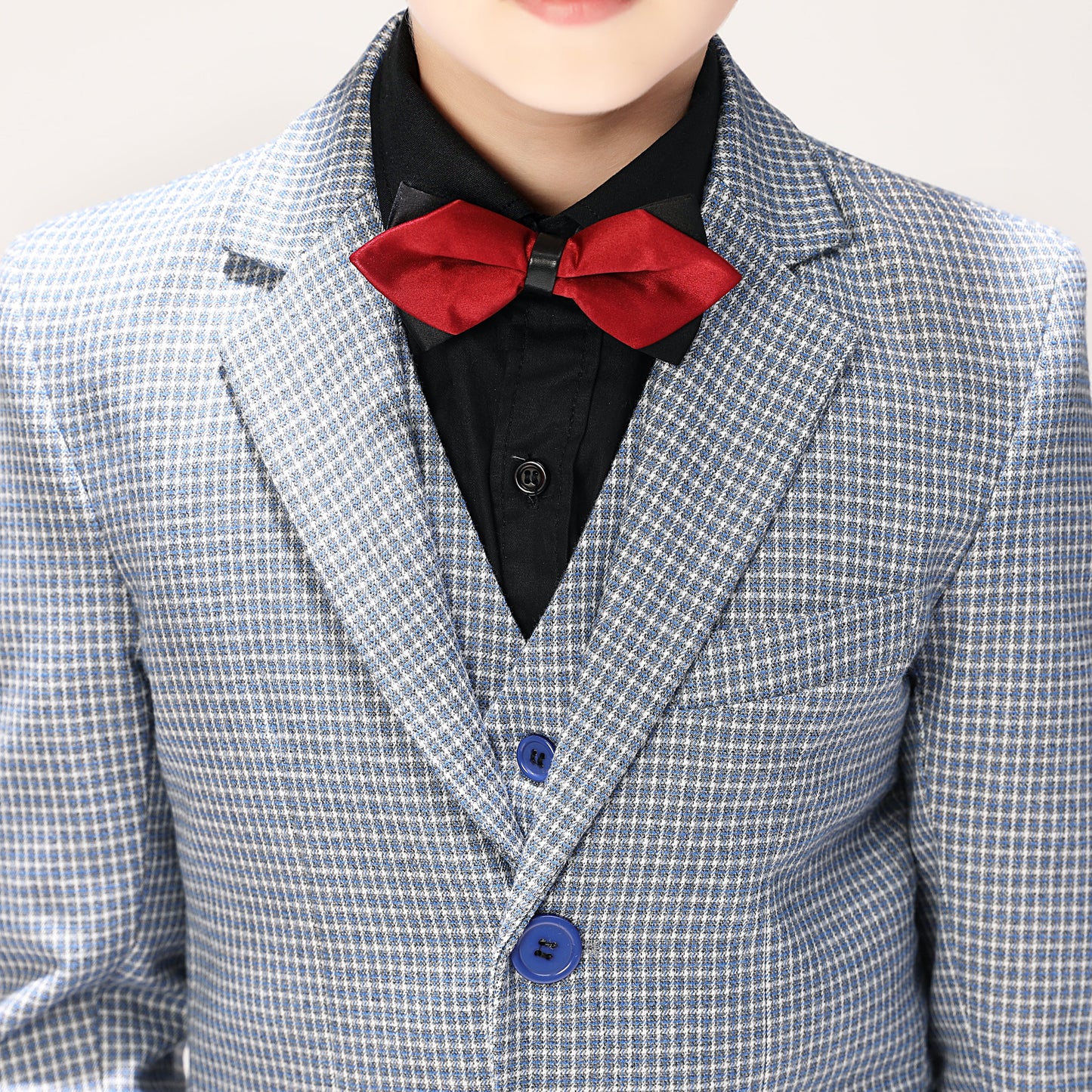 ly1265 Black-and-white Plaid Elegant 5 Piece Boys Suits