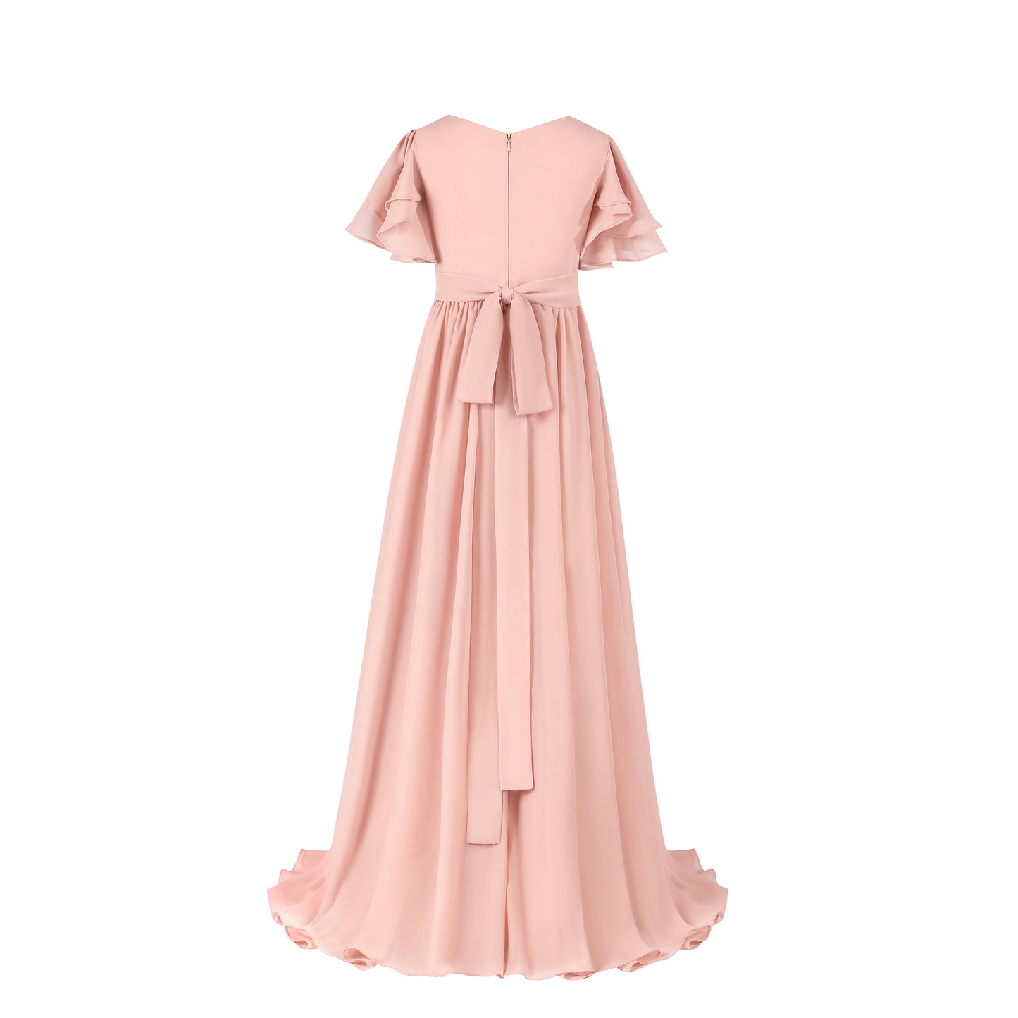 ly2978 Cinnamon Elegant Ruffle Pleated Flower Girl Gown Dress