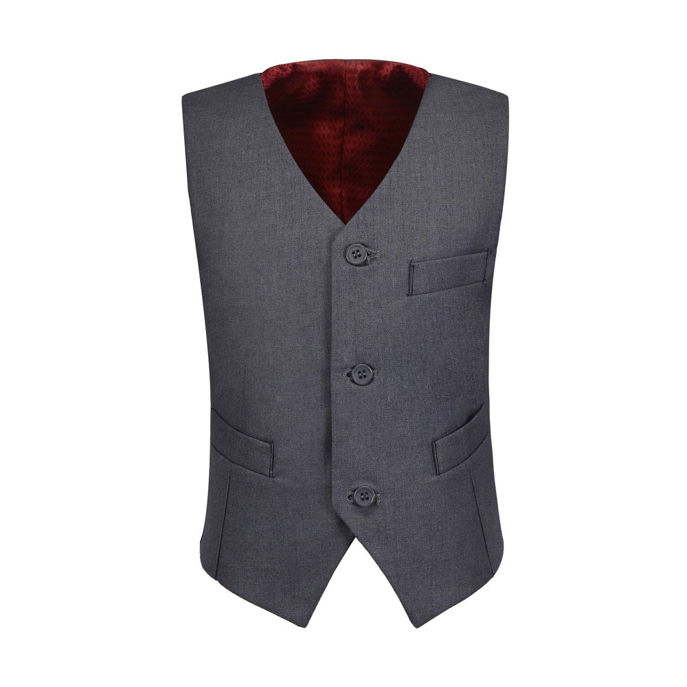 ly1607 Grey Formal Classic 4 Piece Boy's Formal Suits With Vest+Pants+Shirt+Tie