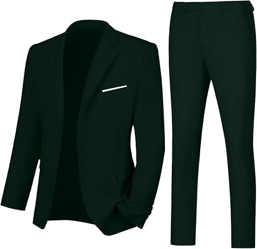 ly1780 Mens Slim Fit 2 Piece Suit Two Button Notched Lapel Solid Suit Jacket Pants Set Tuxedo for Prom