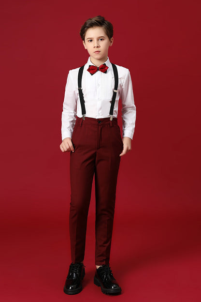 ly1688 Burgundy Formal School 5 Piece Boys Suits