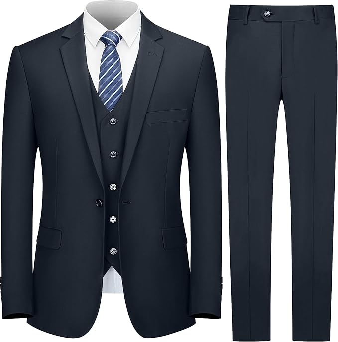 ly1788 Men's Suit Slim Fit, 3 Piece Suits for Men, One Button Solid Jacket Vest Pants, Tuxedo Set