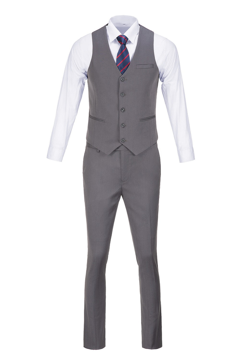 ly1642 Grey Stripe Men's 3 Piece Set for Party, Wedding and Business