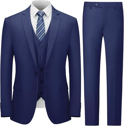 ly1788 Men's Suit Slim Fit, 3 Piece Suits for Men, One Button Solid Jacket Vest Pants, Tuxedo Set