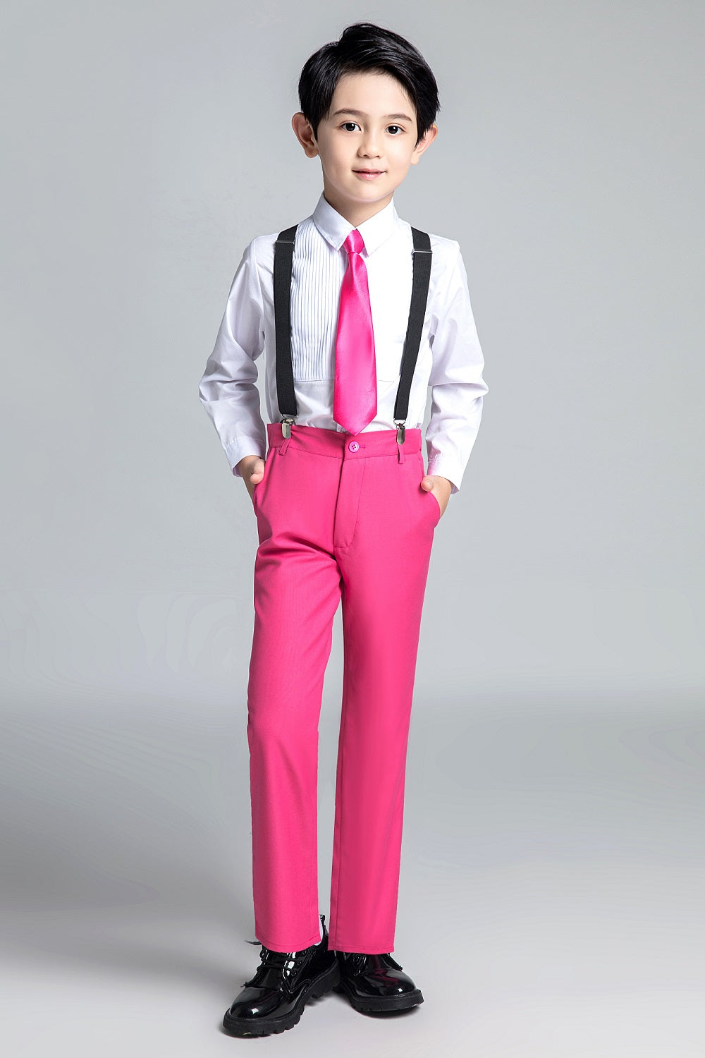 ly1684 Pink Kid Boys Formal Classic Suits Set 5 Piece Boys Suits