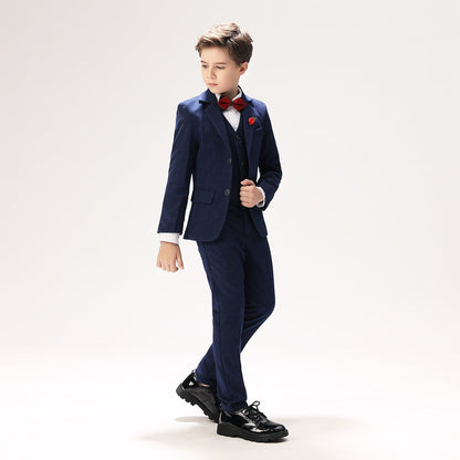 ly1258 Navy Woolen Elegant 5 Piece Boys Suits