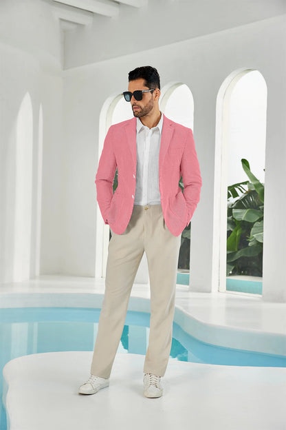 ly1111 Seersucker Striped Men's Summer Blazer