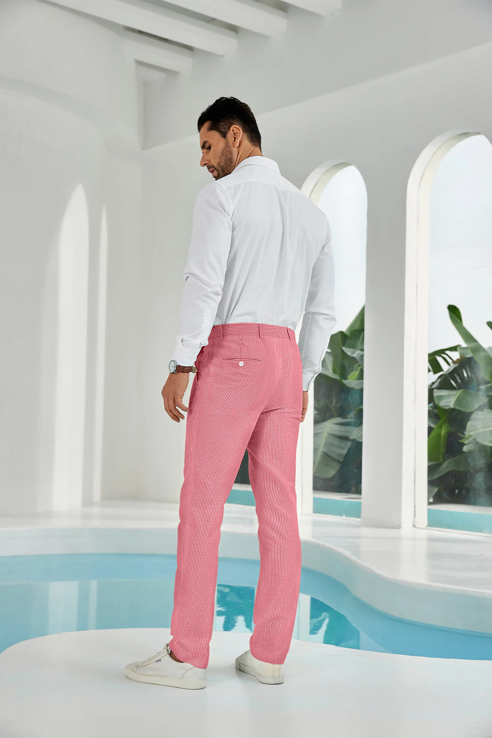 ly1112 Seersucker Striped Men's Summer Pants