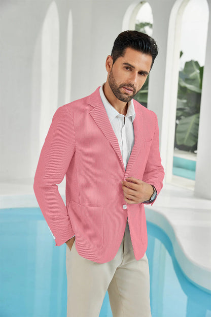 ly1111 Seersucker Striped Men's Summer Blazer