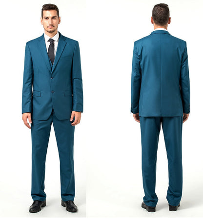 ly1694 Lake Blue Two Button Wedding 3 Pieces Slim Fit Men Suits