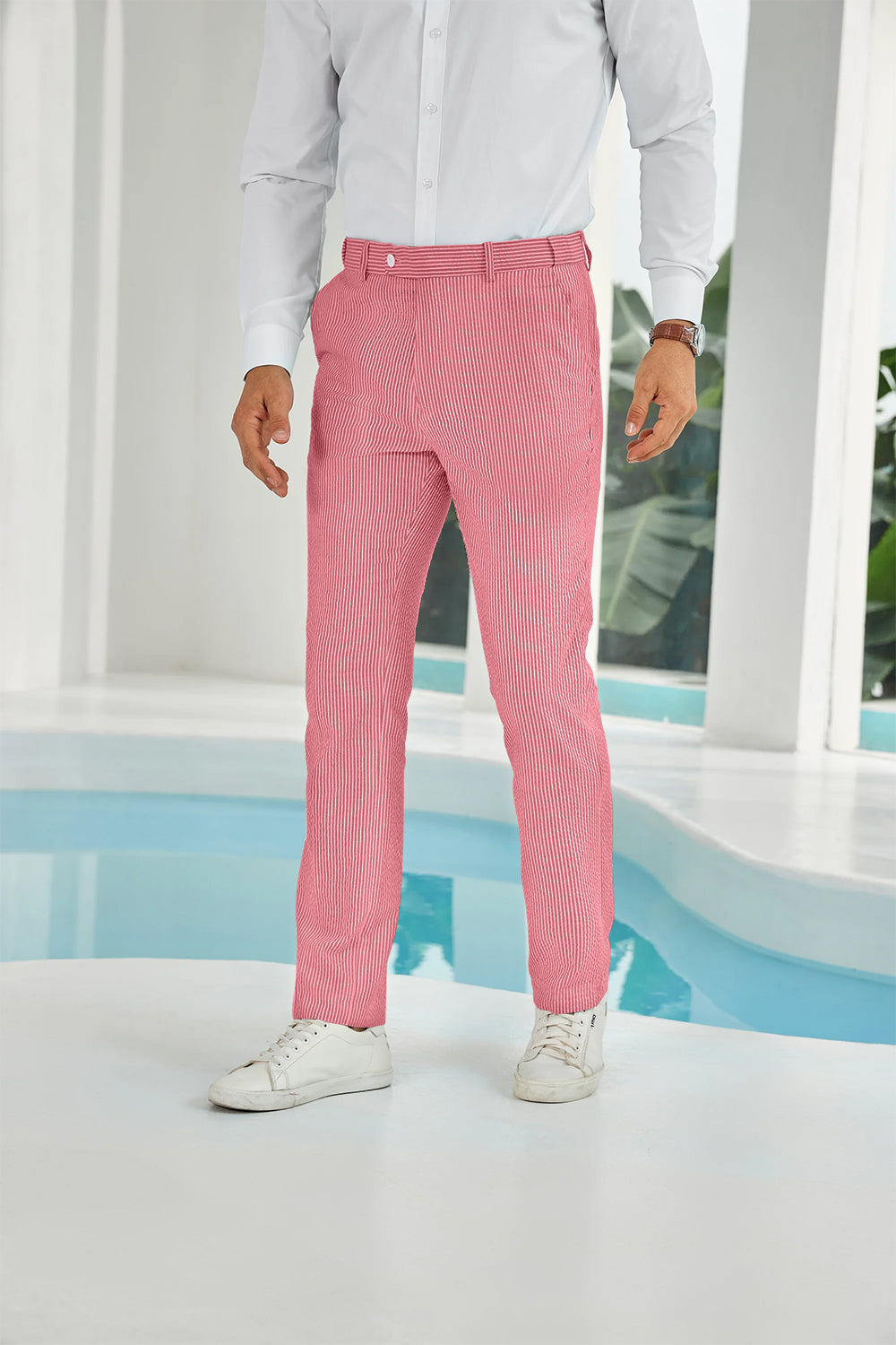 ly1112 Seersucker Striped Men's Summer Pants