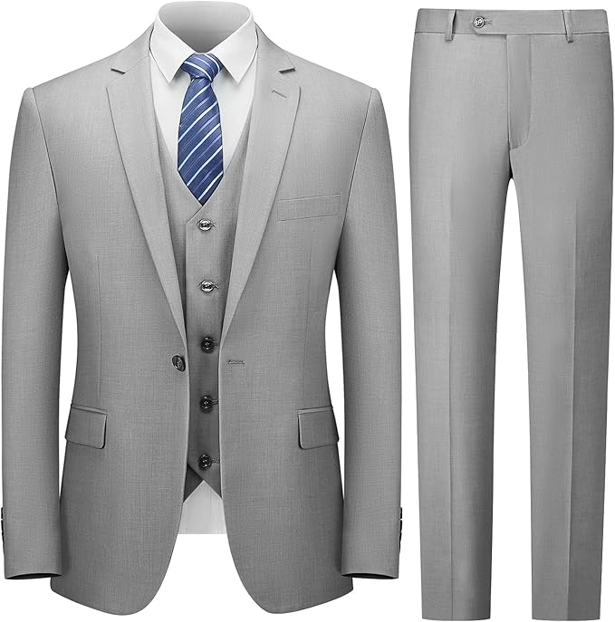 ly1788 Men's Suit Slim Fit, 3 Piece Suits for Men, One Button Solid Jacket Vest Pants, Tuxedo Set