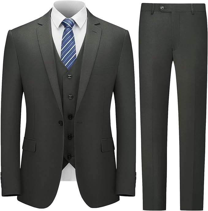 ly1788 Men's Suit Slim Fit, 3 Piece Suits for Men, One Button Solid Jacket Vest Pants, Tuxedo Set