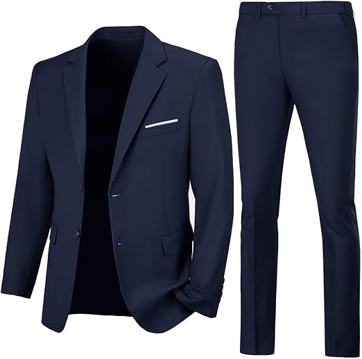 ly1780 Mens Slim Fit 2 Piece Suit Two Button Notched Lapel Solid Suit Jacket Pants Set Tuxedo for Prom