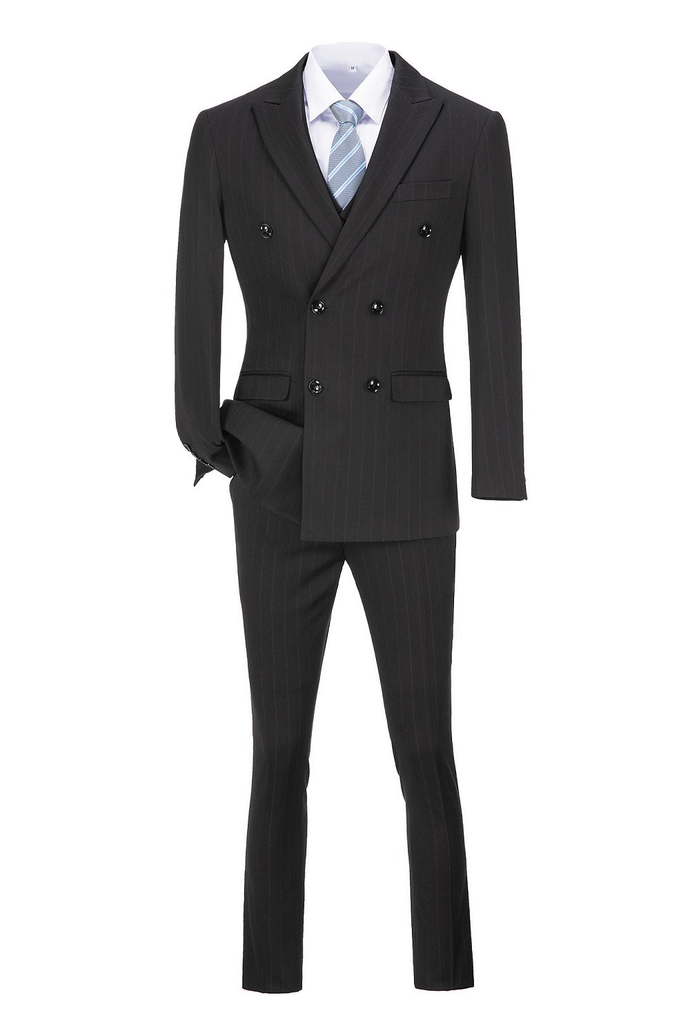 ly1306 Black Stripe Men's 3 Piece Set for Party, Wedding and Business