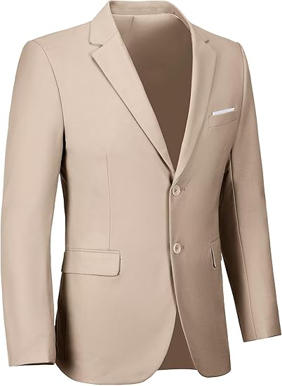 ly1782 جاكيت بليزر رياضي رجالي بقصّة Slim Fit وزرين سادة وبدلة كاجوال للرجال 