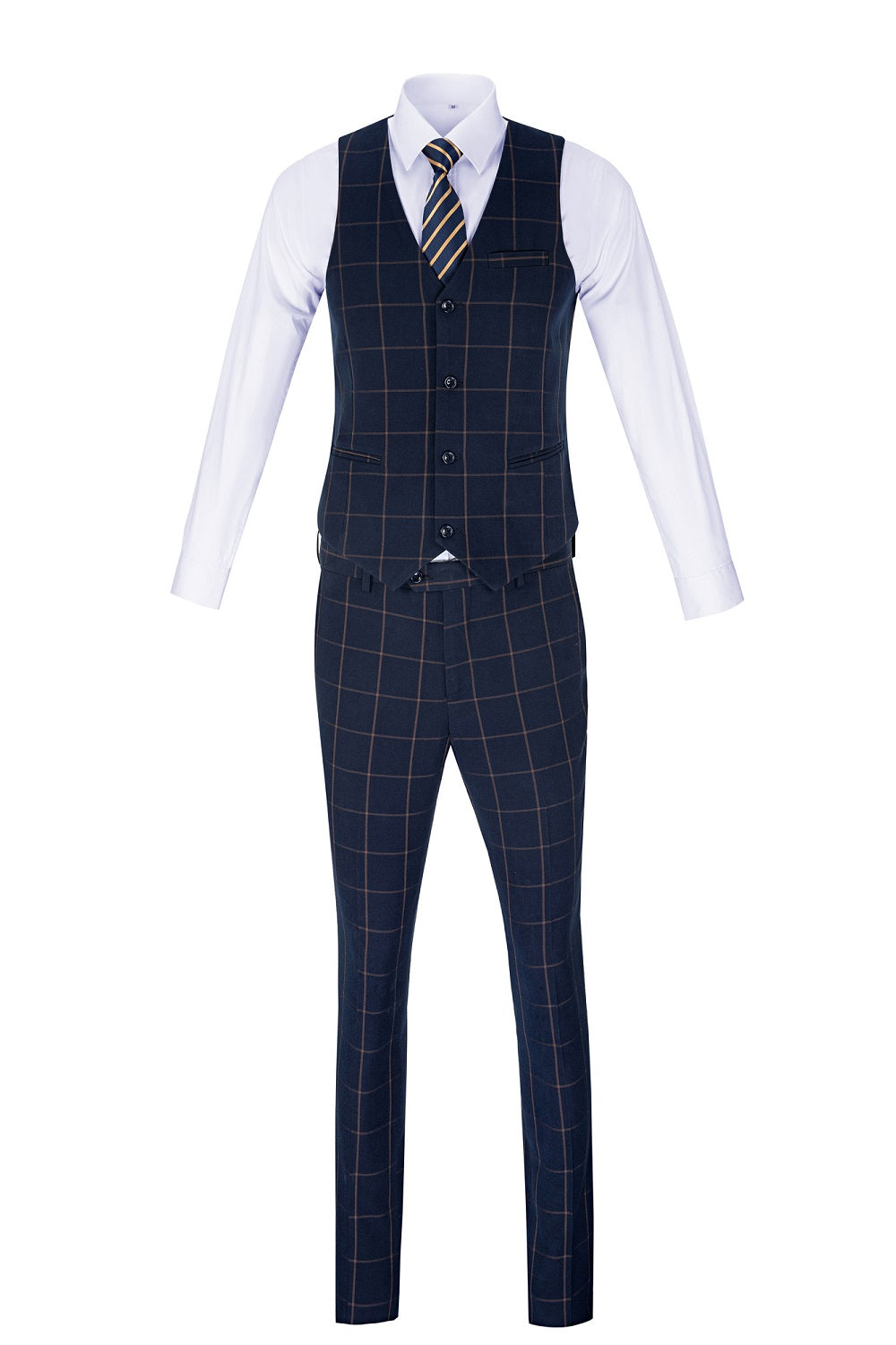 ly1302 Plaid Men's 3 Piece Slim Fit Suit Set (MORE COLORS+)