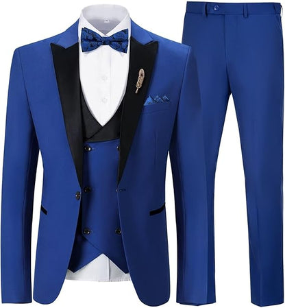 ly1785 Mens Suit Slim Fit 3 Piece Suit Blazer Vest Pants Sets with Bow Tie Handkercher Brooch for Men for Wedding Prom Party