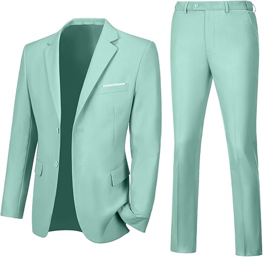 Ly1780 Traje ajustado de 2 piezas para hombre, traje liso con solapa con muescas y dos botones, chaqueta y pantalones, conjunto de esmoquin para baile de graduación 