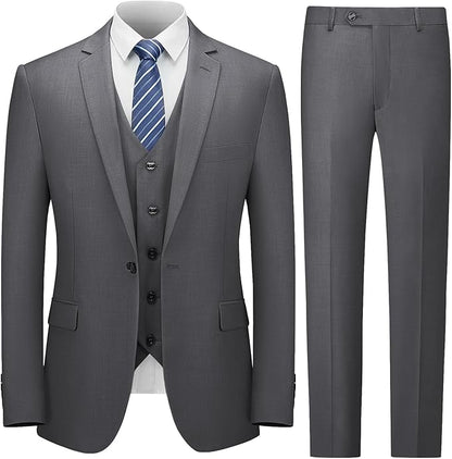 ly1788 Men's Suit Slim Fit, 3 Piece Suits for Men, One Button Solid Jacket Vest Pants, Tuxedo Set