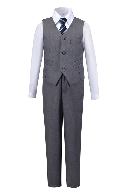 Grey 2 Piece Kids Boys' Vest and Pants Dress Suits Set