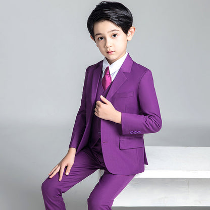 ly1681 Purple Kid Boys Classic 5 Piece Boys Suits