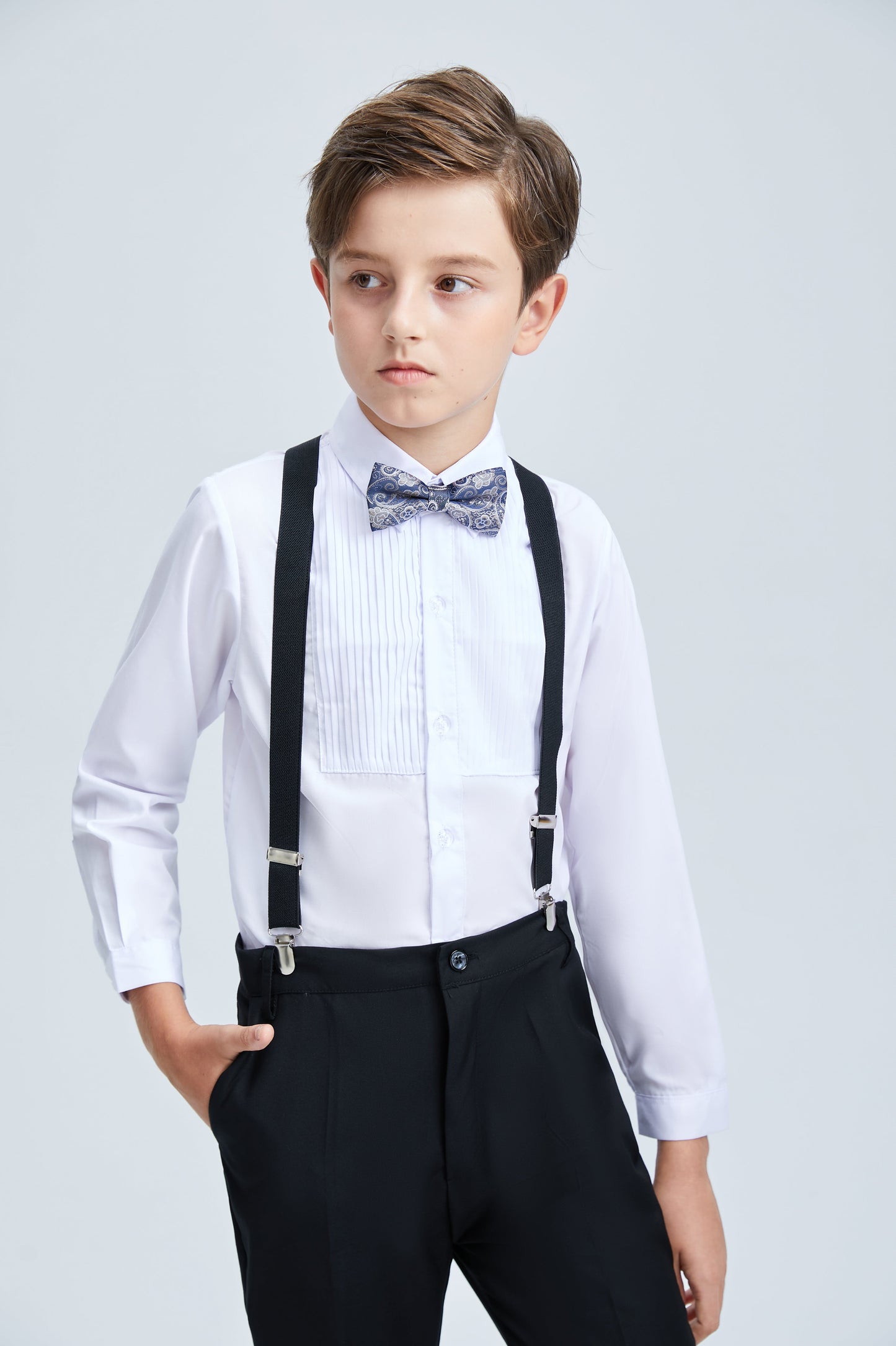 ly1252 Black Formal Tuxedo 5 Piece Boys Suits