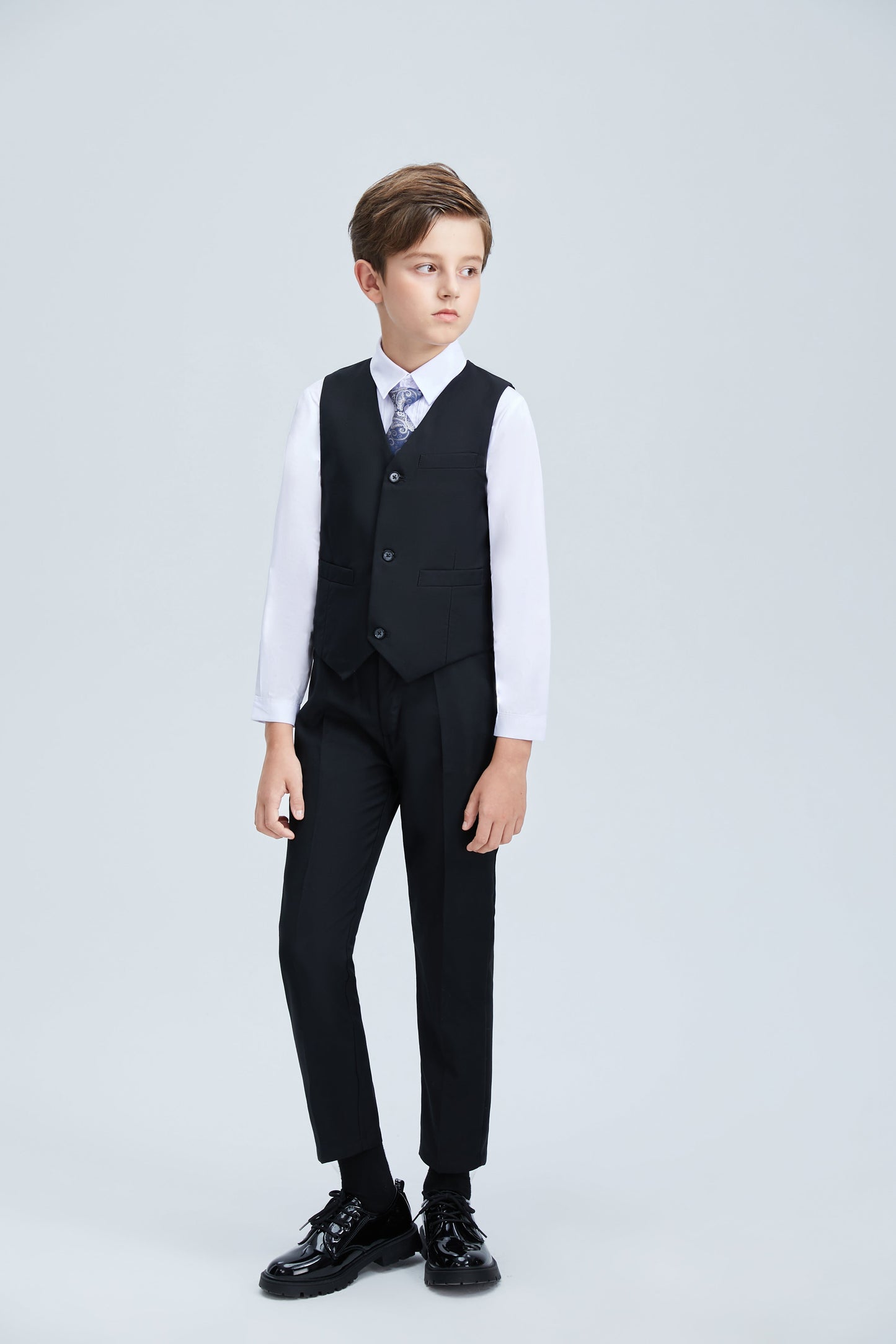 ly1252 Black Formal Tuxedo 5 Piece Boys Suits