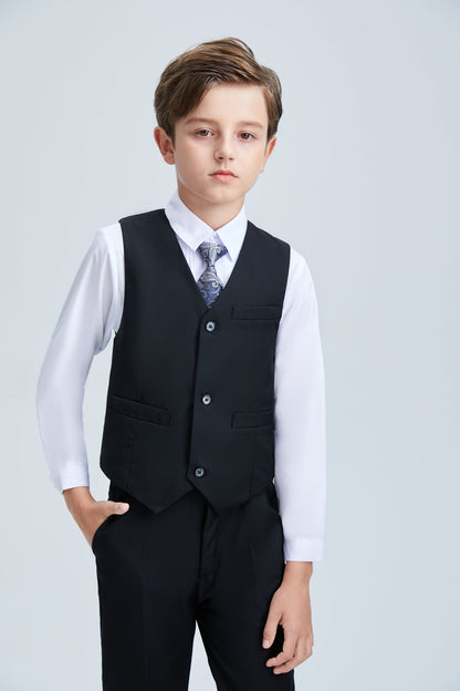 ly1251 Black Fit Slim 4 Piece Boy's Formal Suits