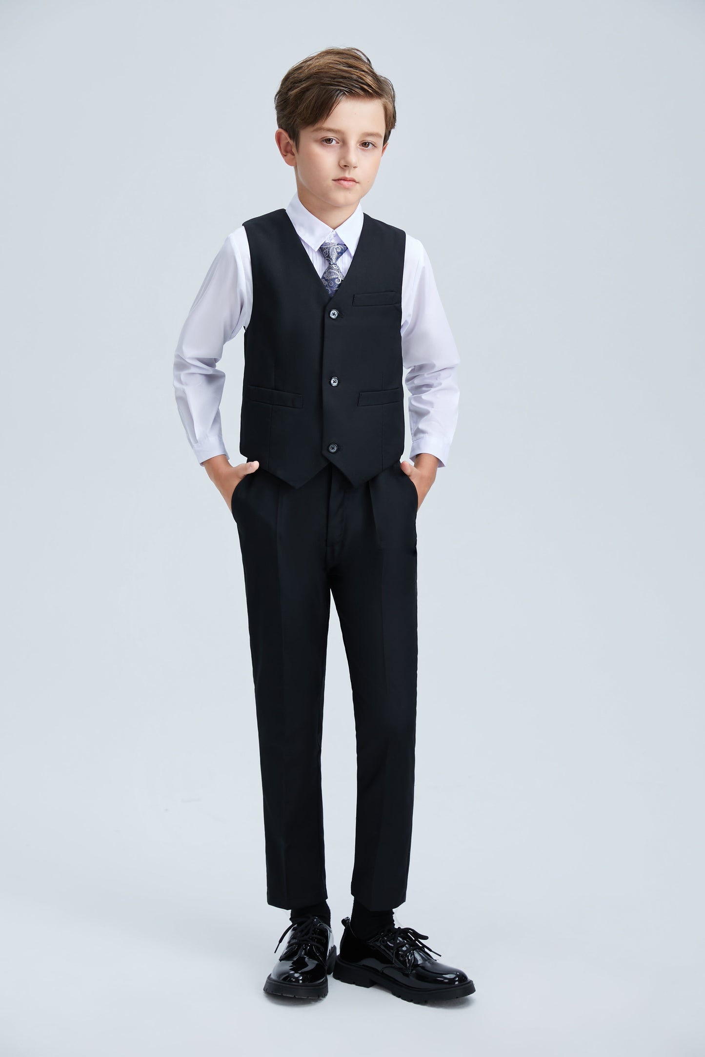 ly1252 Black Formal Tuxedo 5 Piece Boys Suits