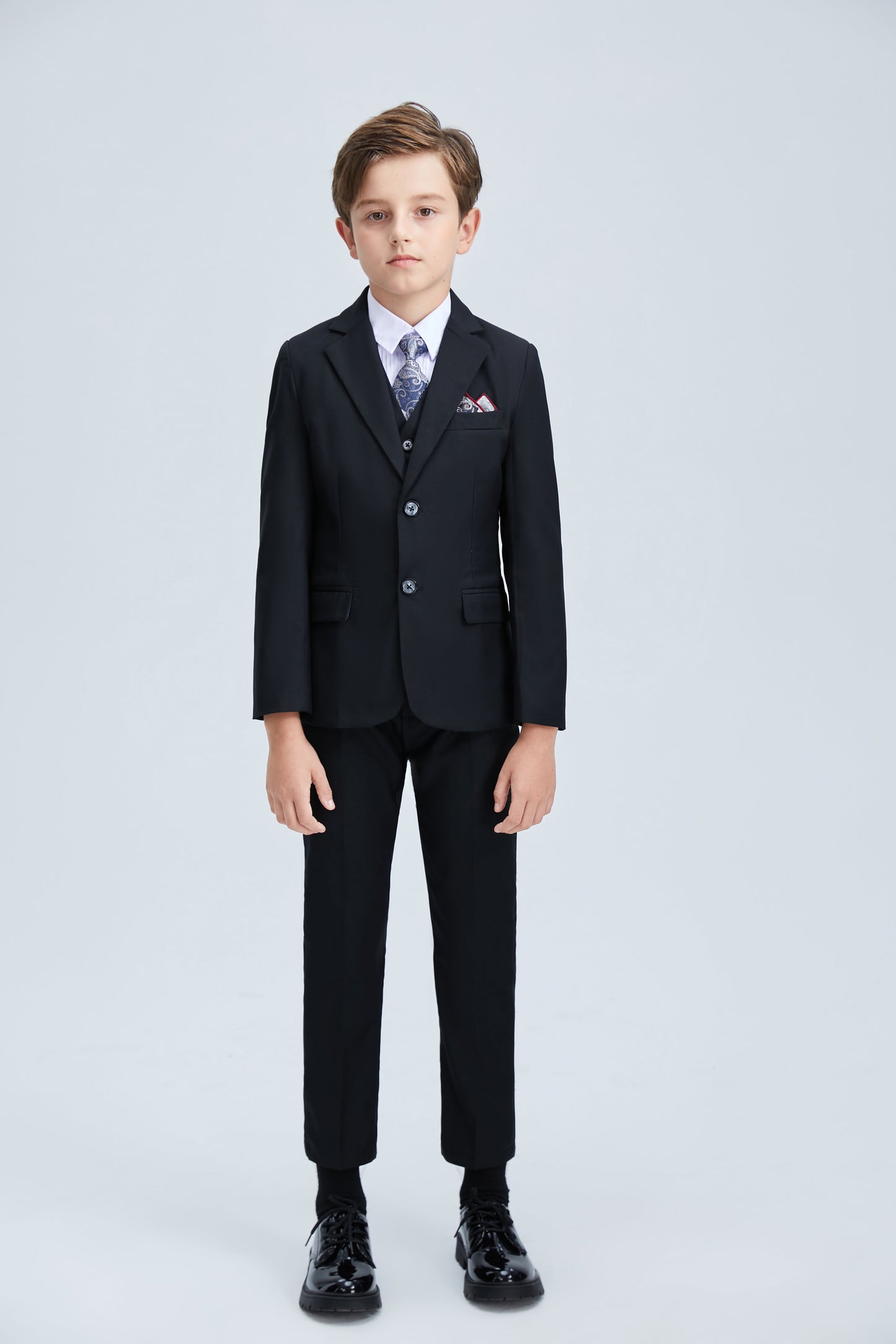 ly1252 Black Formal Tuxedo 5 Piece Boys Suits