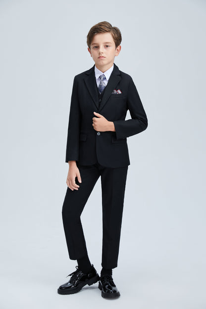 Black Formal Tuxedo 5 Piece Boys Suits