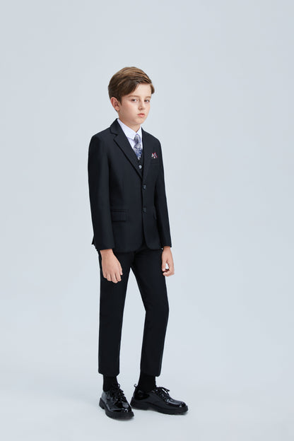 ly1252 Black Formal Tuxedo 5 Piece Boys Suits