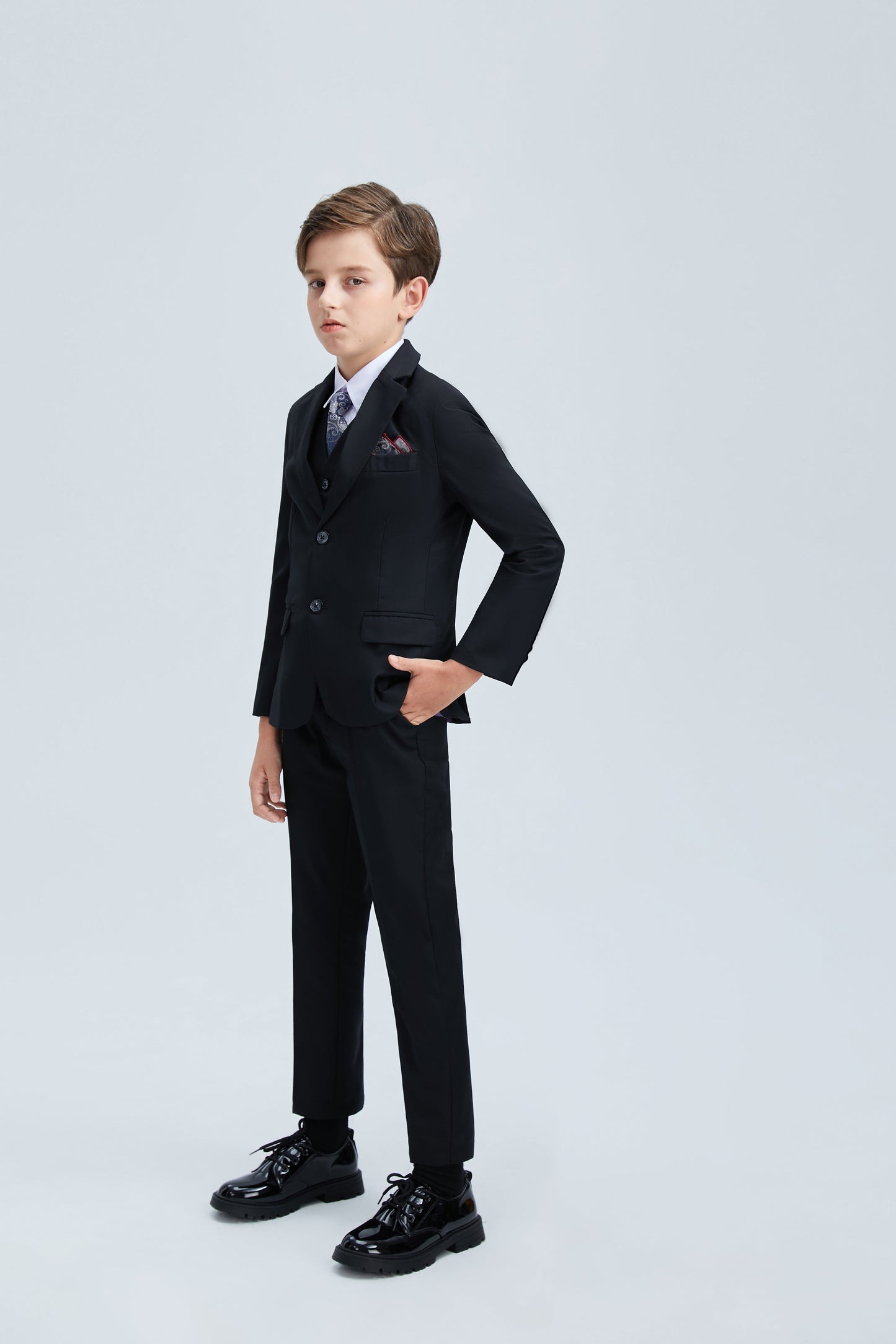 ly1252 Black Formal Tuxedo 5 Piece Boys Suits