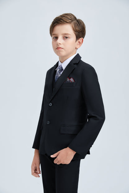 ly1252 Black Formal Tuxedo 5 Piece Boys Suits