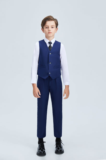 ly1254 Navy Kid Formal Classic 5 Piece Boys Suits