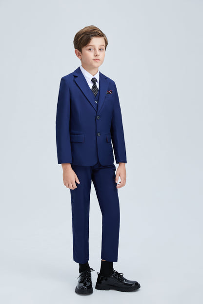 ly1254 Navy Kid Formal Classic 5 Piece Boys Suits