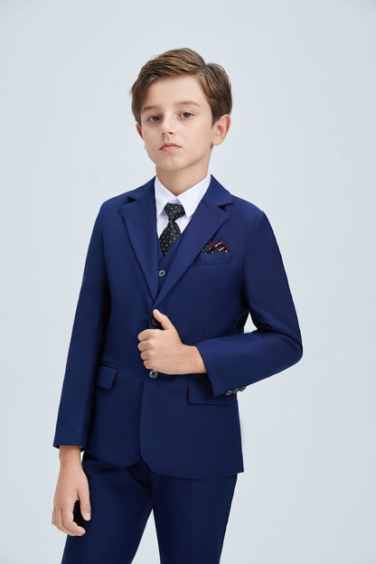 ly1254 Navy Kid Formal Classic 5 Piece Boys Suits