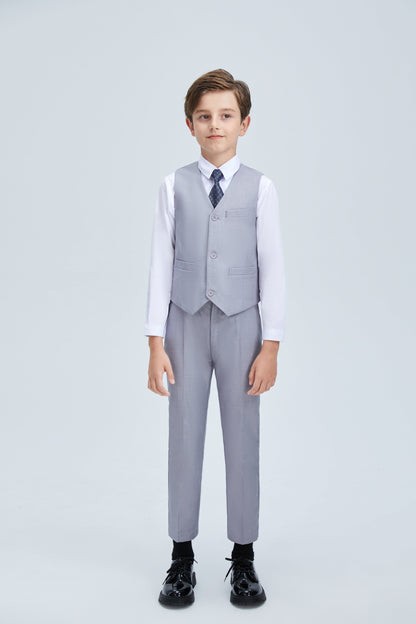 ly1253 Light Grey Formal Classic Suits Set 5 Piece Boys Suits