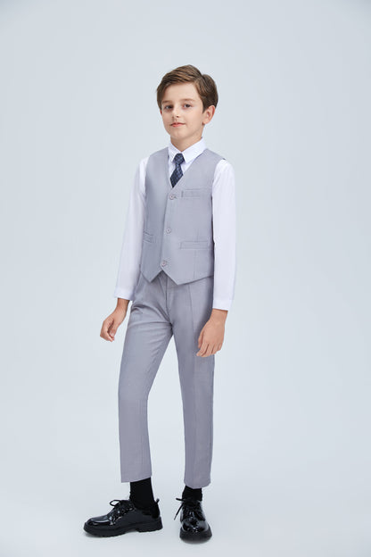 ly1253 Light Grey Formal Classic Suits Set 5 Piece Boys Suits