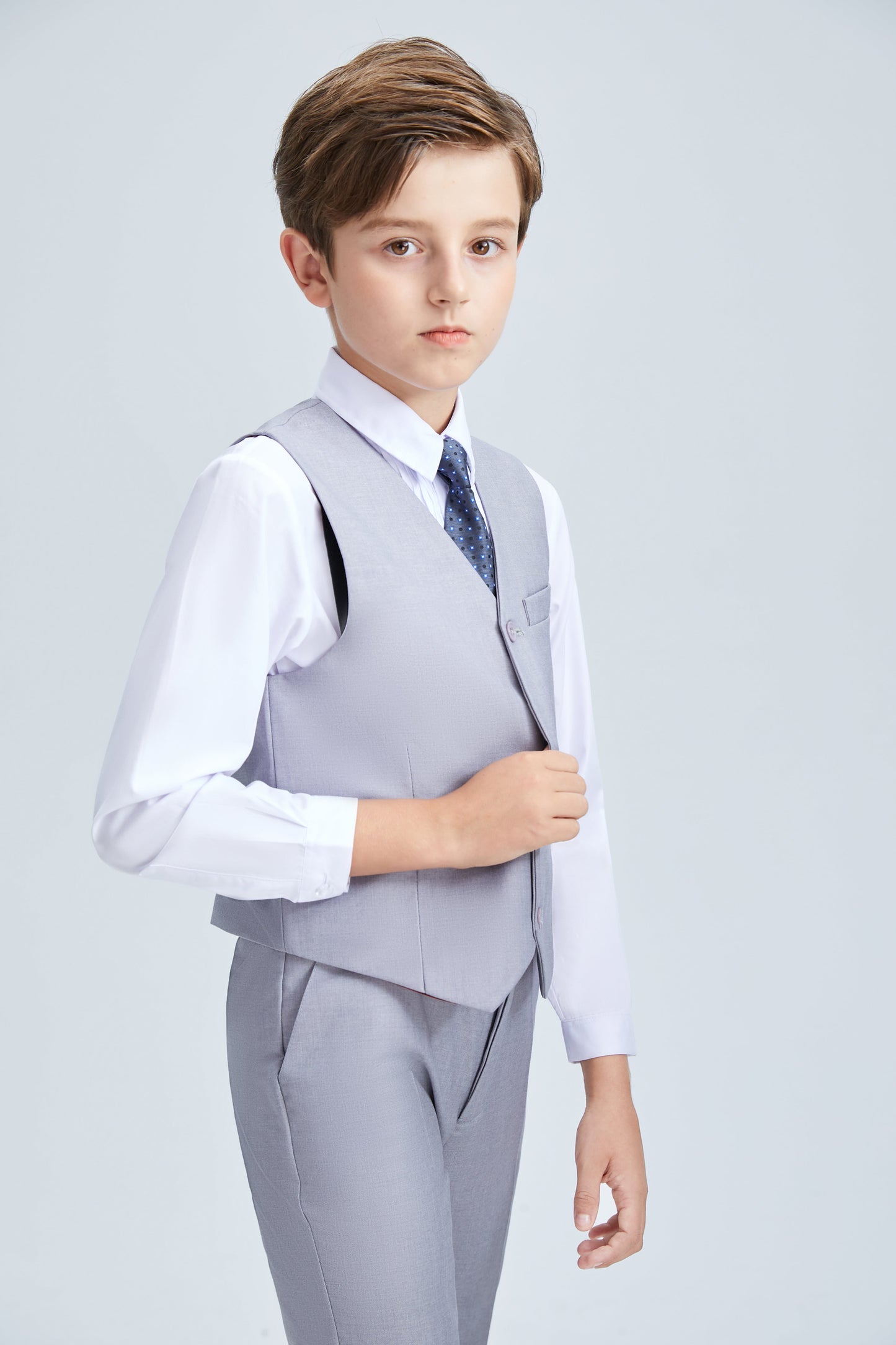 ly1253 Light Grey Formal Classic Suits Set 5 Piece Boys Suits