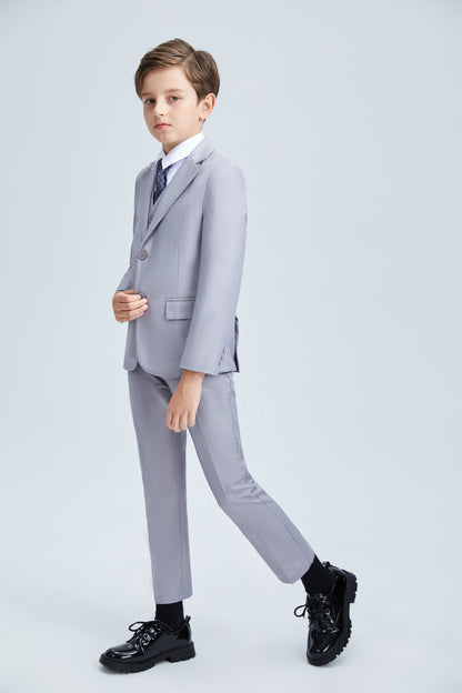 ly1253 Light Grey Formal Classic Suits Set 5 Piece Boys Suits