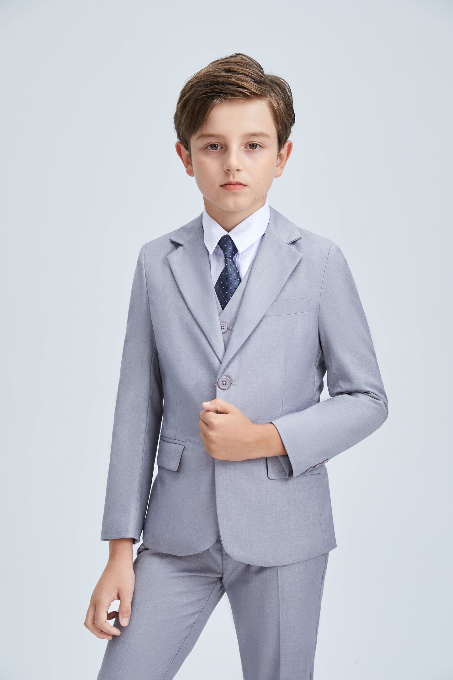 ly1253 Light Grey Formal Classic Suits Set 5 Piece Boys Suits