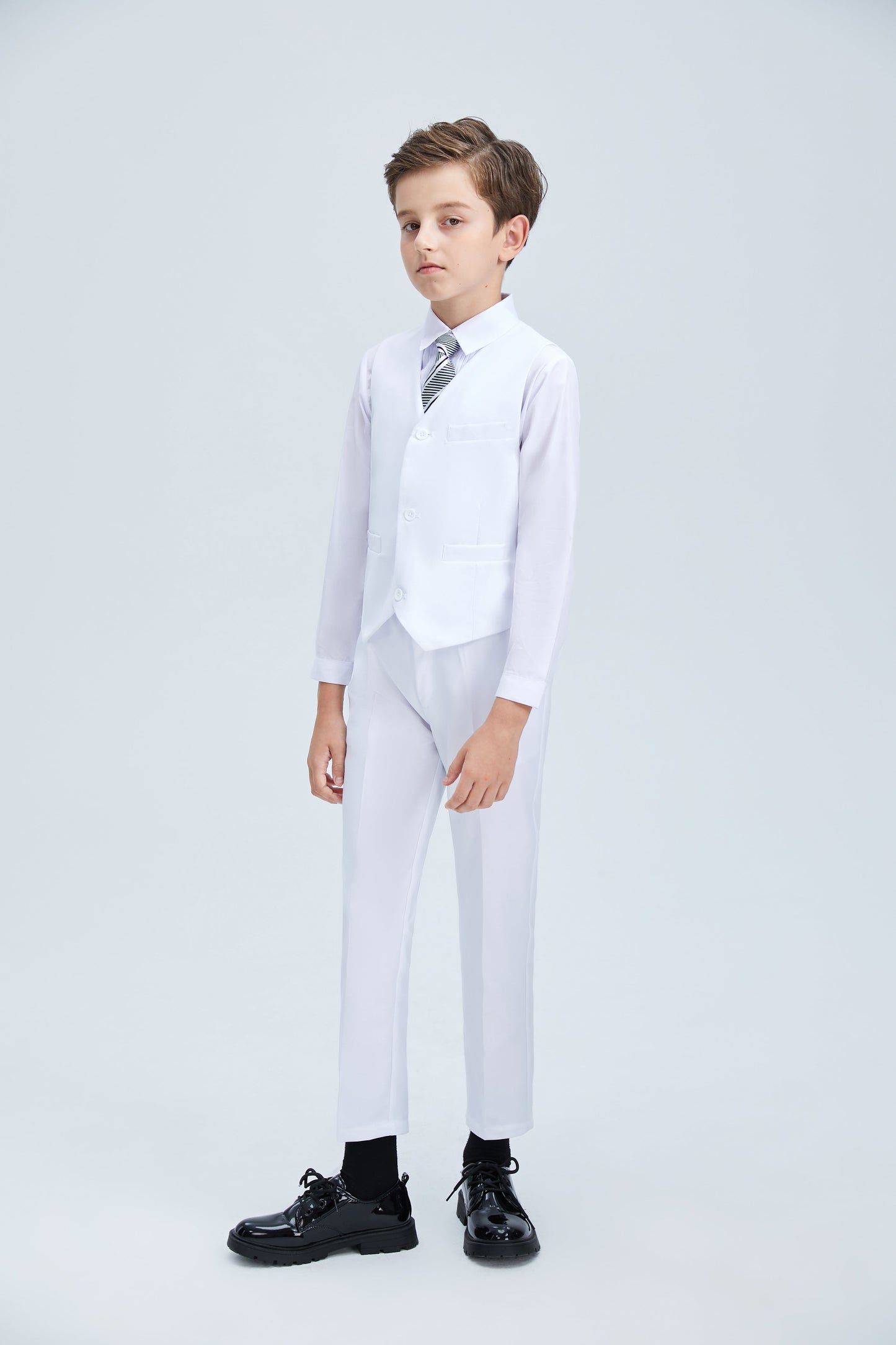 ly1256 White Tuxedo 5 Piece Boys Suits