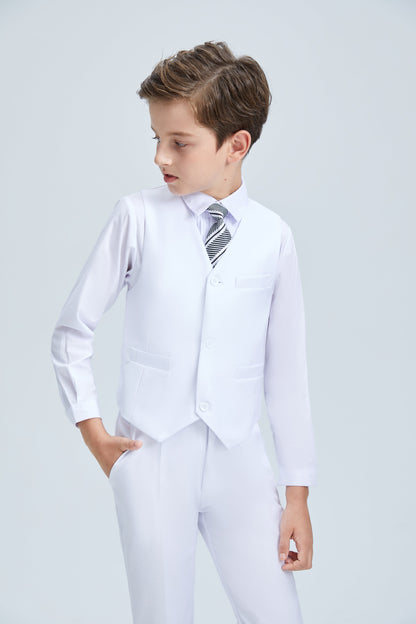 ly1256 White Tuxedo 5 Piece Boys Suits