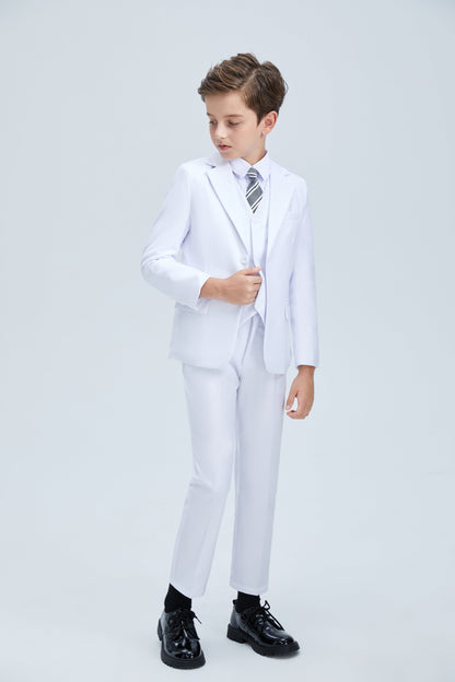 ly1256 White Tuxedo 5 Piece Boys Suits