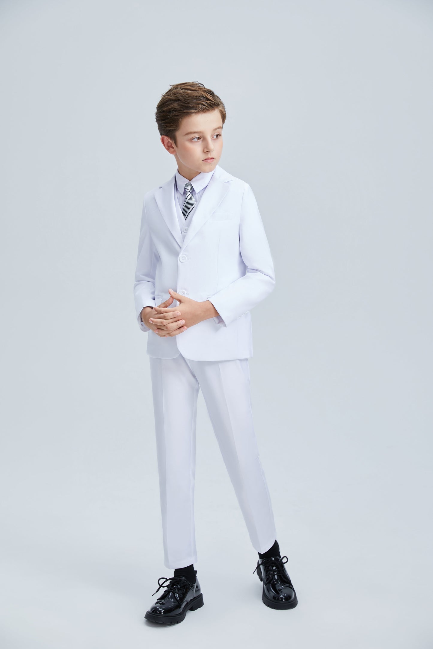 ly1256 White Tuxedo 5 Piece Boys Suits