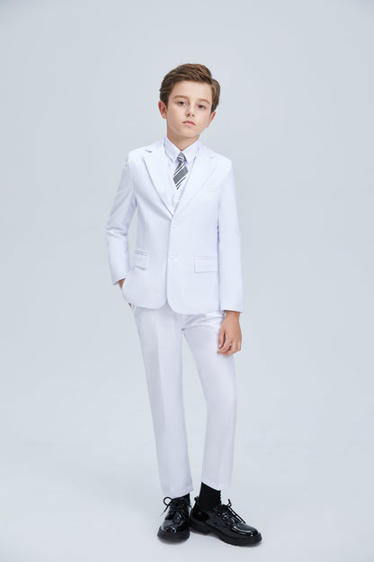 ly1256 White Tuxedo 5 Piece Boys Suits