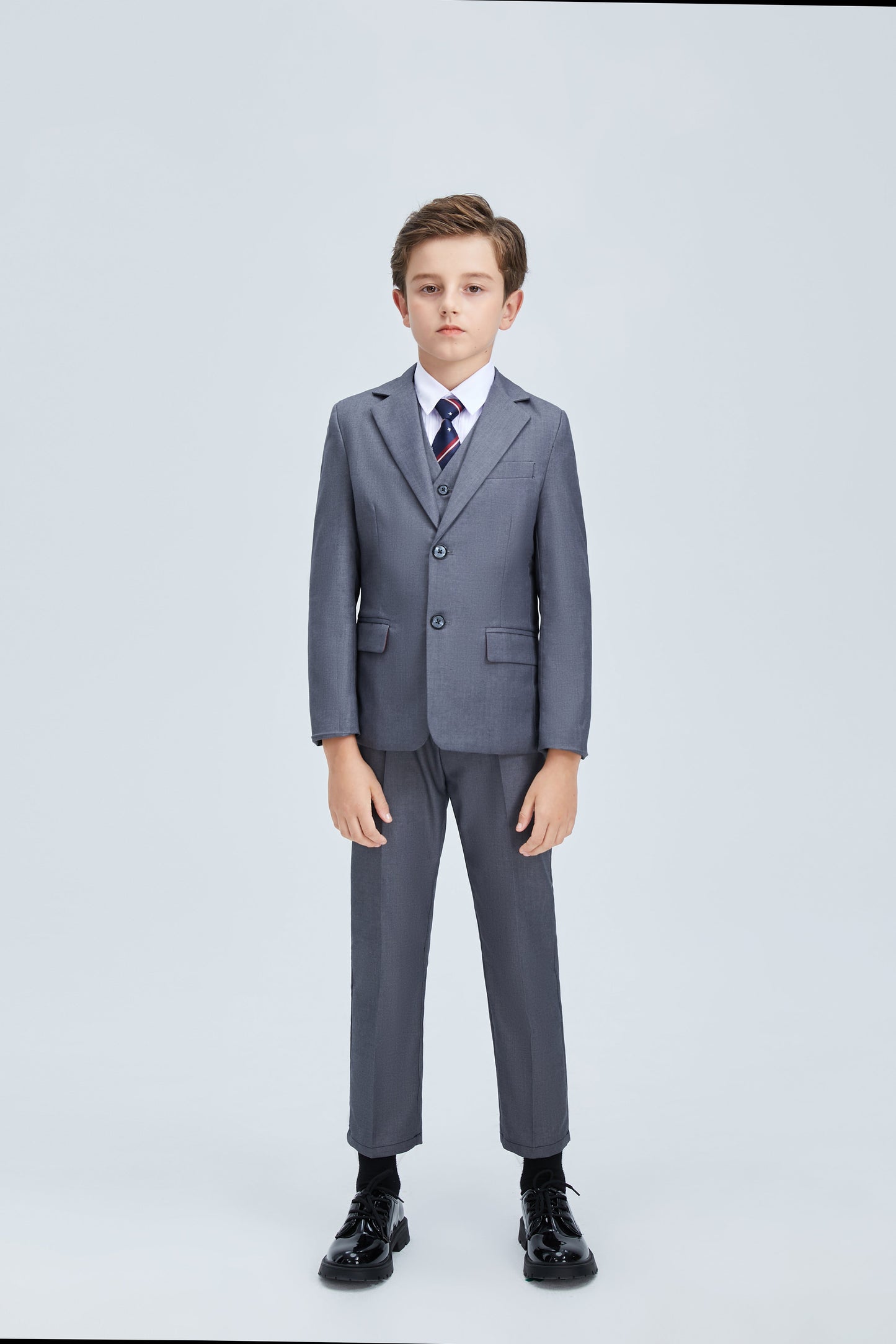 ly1686 Grey Formal Classic 5 Piece Boys Suits