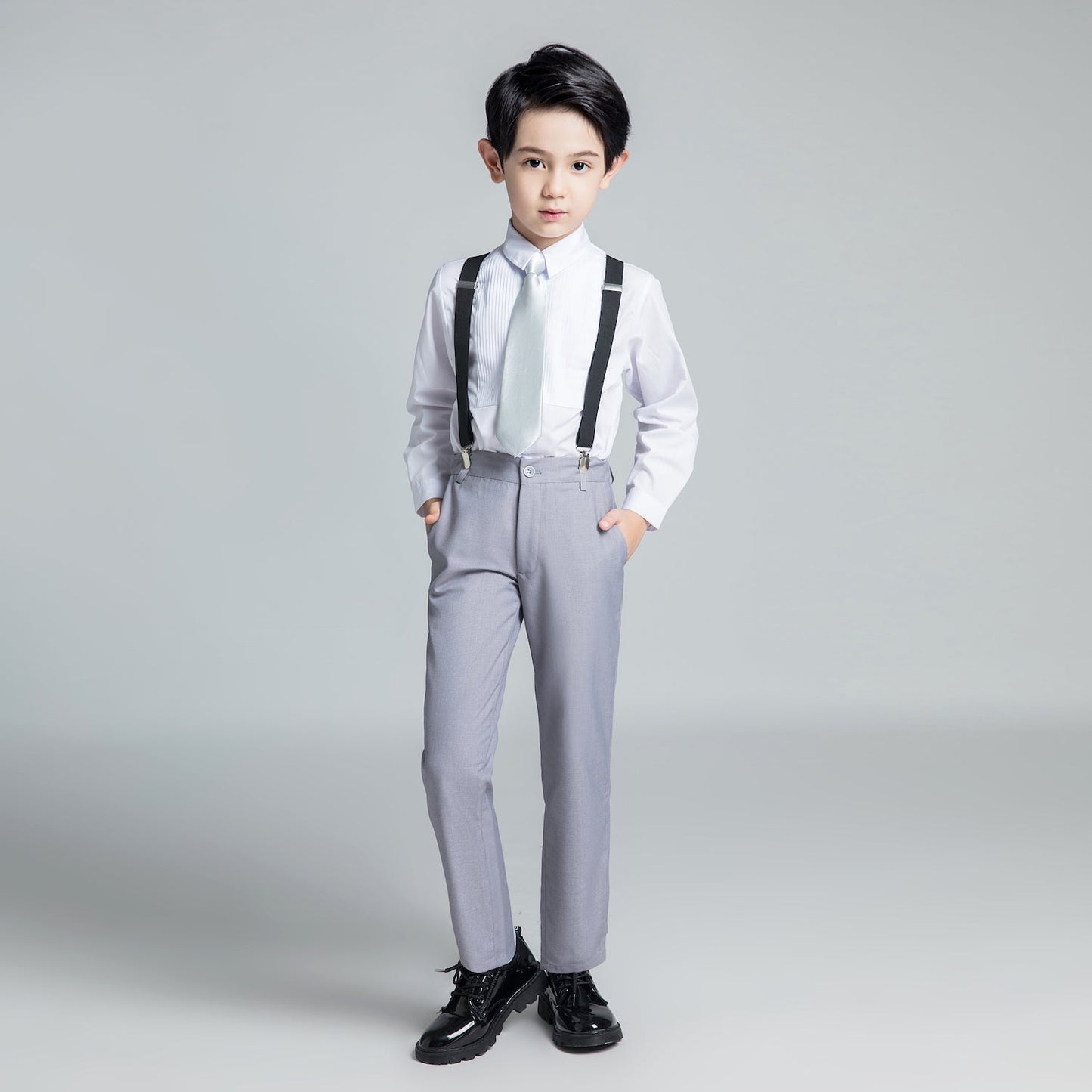 ly1226 Light Grey Formal Classic 5 Piece Boys Suits